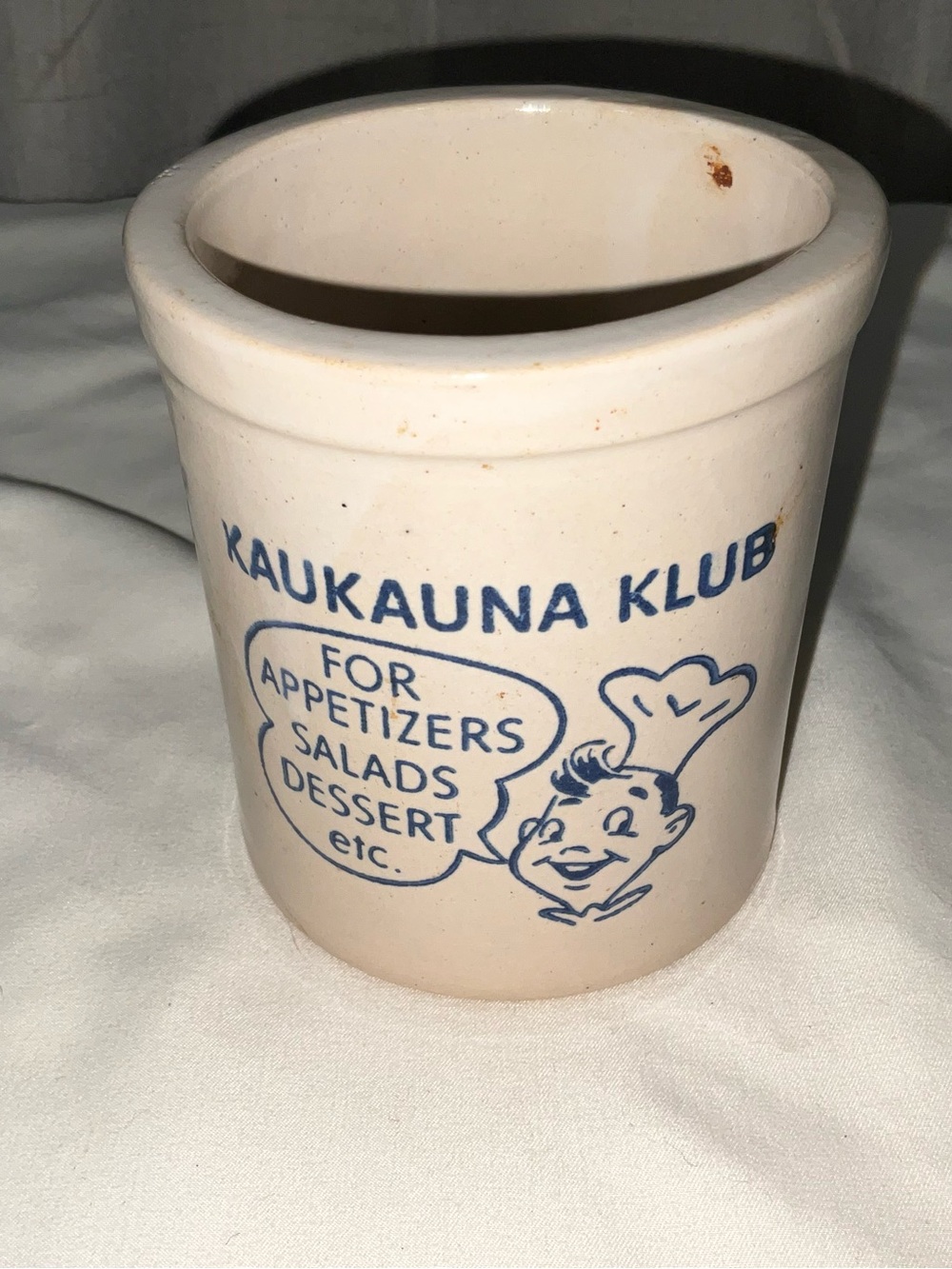 Vintage KauKauna Klub Crock for Appetizers Decor Collectible No Lid